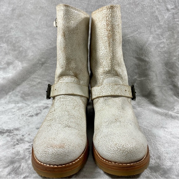 FRYE Women's Veronica Leather Boots Booties sz 11 White Distressed Cracked NWOB - Picture 4 of 16